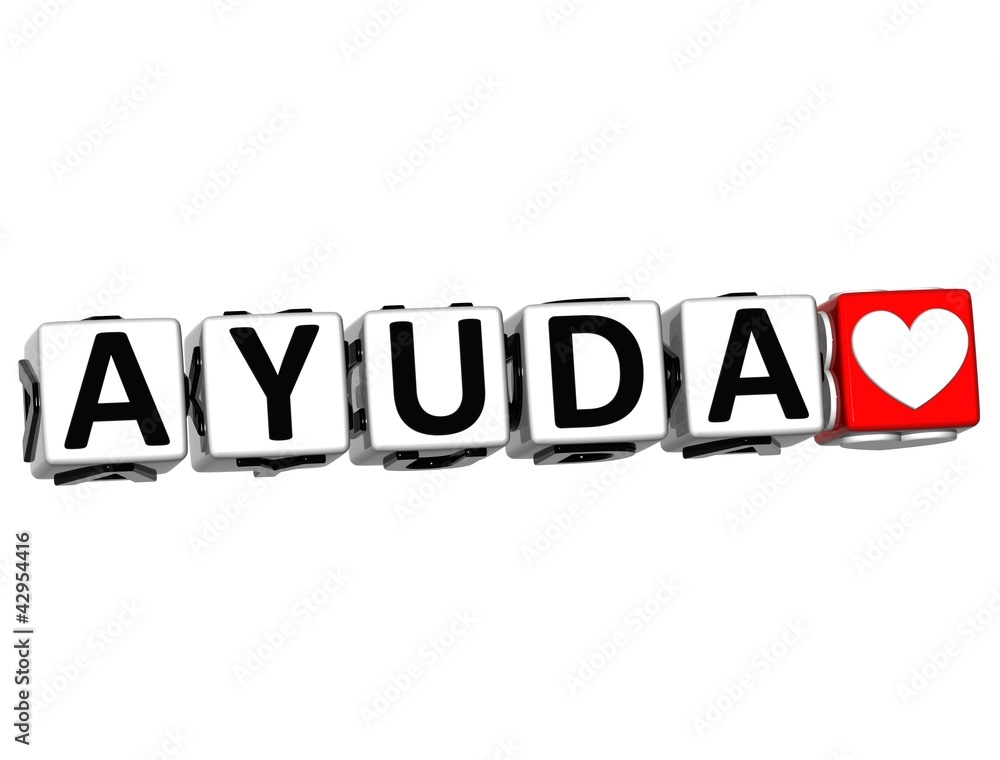Poster 3d help in spanish language button click here block text