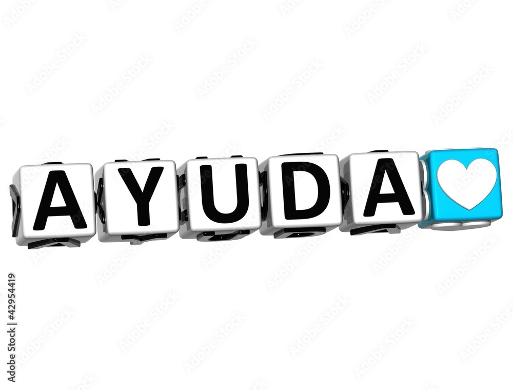 Poster 3d help in spanish language button click here block text