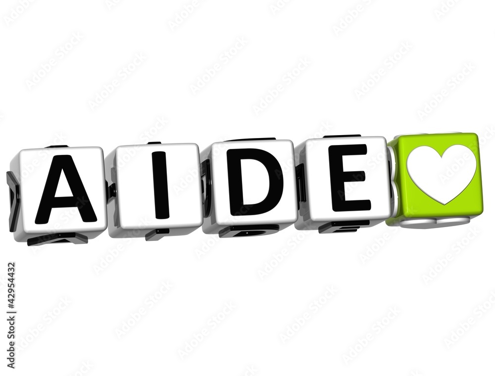 Aufkleber 3d help in french language button click here block text