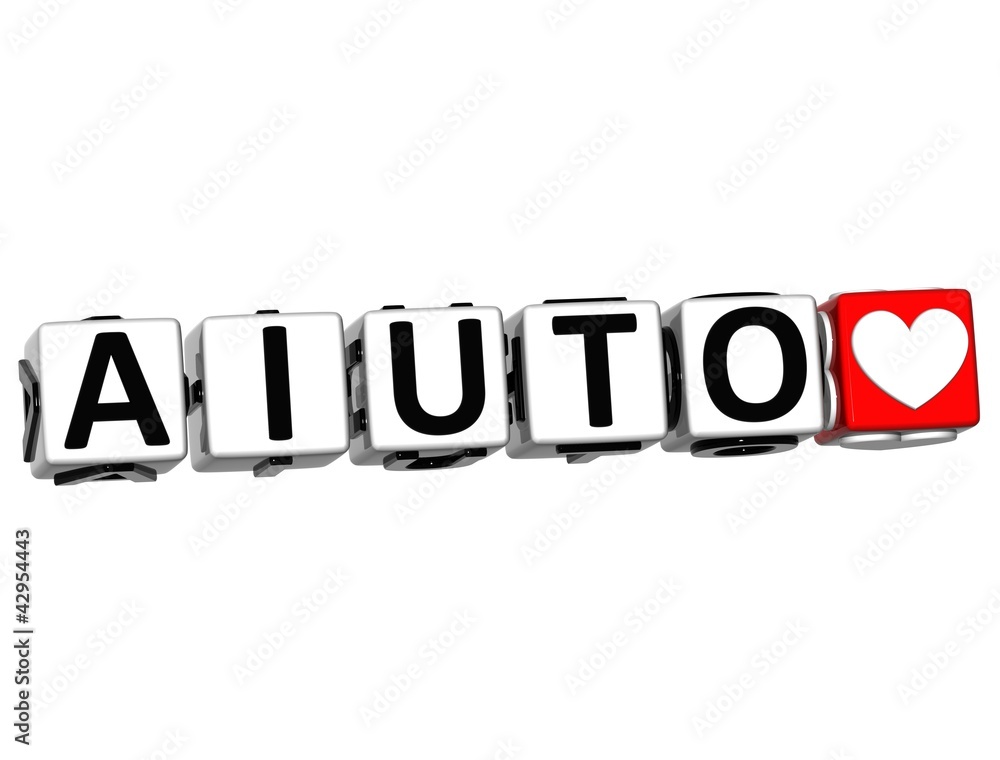 Aufkleber 3d help in italian language button click here block text