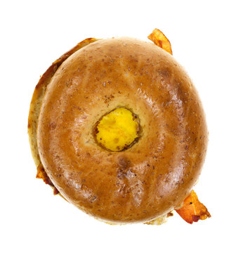 Bacon Egg And Cheese Bagel On White Background