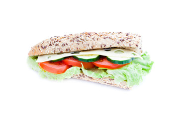 Bocadillo de dieta en fondo blanco