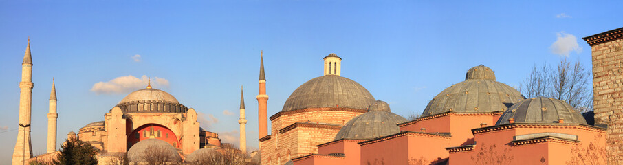 Panoramic view of Hagia Sophia and Haseki Hamami (Turkish Bath)