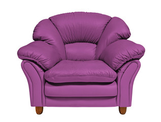 Purple sofa on white background with clipping path
