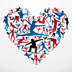 Olympics Sports silhouettes heart