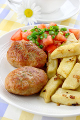 Meat cutlets with potato dumplings