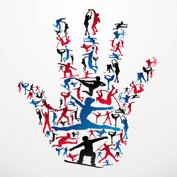 sports silhouettes hand
