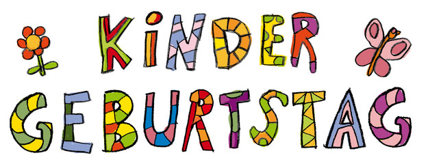 Schrift Kindergeburtstag Kinder Zeichnung © guukaa
