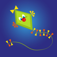 Kite cartoon on blue background