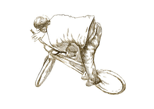 bmx free style - sketch converted to vector, hand drawing
