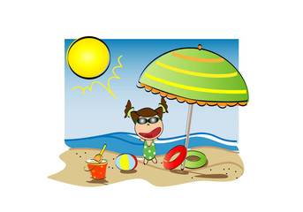 Bimba felice in spiaggia