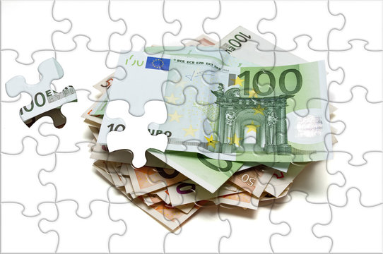 Euro banknotes.Puzzle picture
