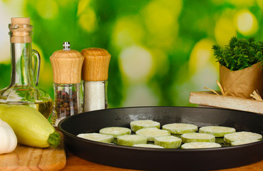 sliced squash in a pan