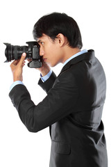 photographer using dslr camera