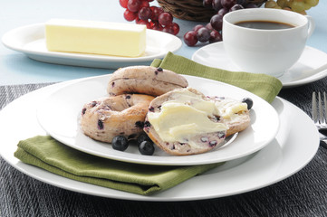 Buttered blueberry bagels