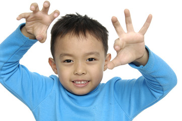 Close up Funny portrait of little child