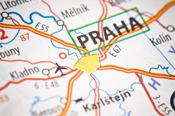 Obraz premium Praha on a map