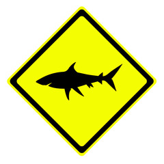 Shark in warning traffic sign