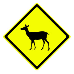 Deer in warning traffic sign