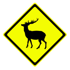 Deer in warning traffic sign