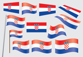 set of flags of Croatia vector illustration
