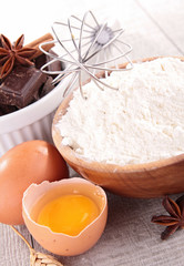 flour, egg and ingredients