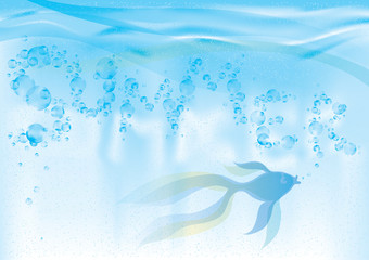 SUMMER / Goldfish in water with bubbles