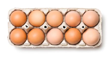 brown eggs in egg box