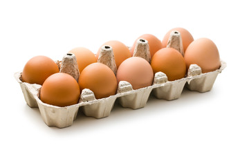 brown eggs in egg box