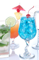 Alcoholic Cocktails. Many drinks beverages Blue lagoon,