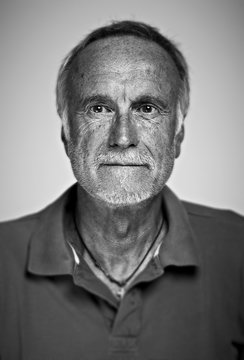 High Contrast Black And White Portrait Of Senior Man