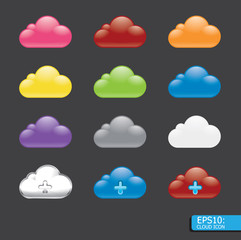 Vector  button with cloud color icon