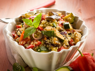 quinoa sald with vegetables, vegetarian food