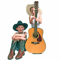 Two Little Cowboys With a Guitar