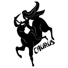 Taurus/Elegant zodiac signs silhouettes isolated on white