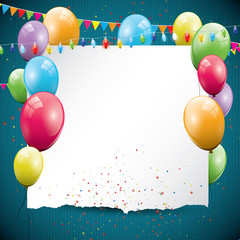 Colorful Birthday background with balloons and place for text