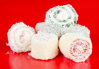 turkish delight on red background