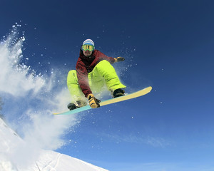 Snowboarder in the sky
