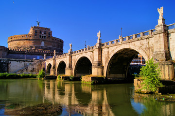 Fototapeta na wymiar Castel Sant'Angelo and Bridge of Angles, Rome, Italy 