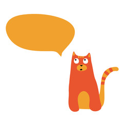 vector illustration orange cat and a dialogue bubble