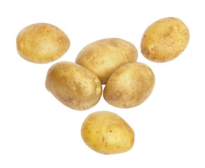  fresh and washed potatoes on white background
