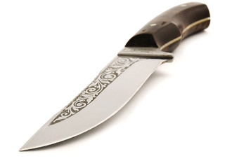 Ornamental hunting knife isolated over white