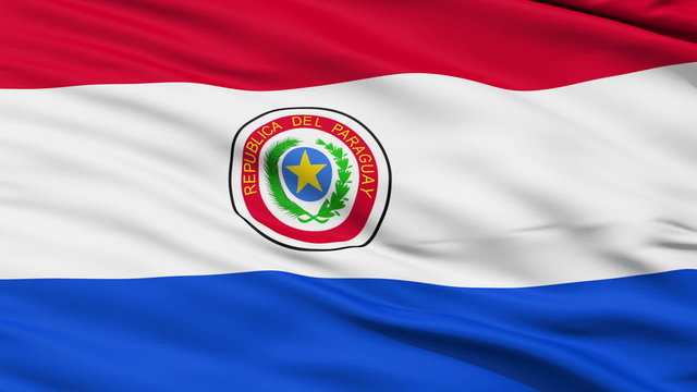 Waving national flag of Paraguay