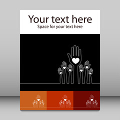 Simple line illustration of hands leaflet design.