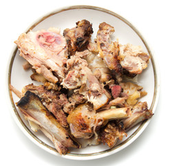 gnawed bones from chicken