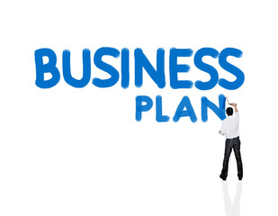 Business man paint business word on white background