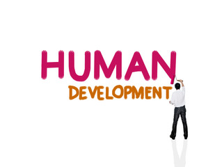 Business man paint business word on white background