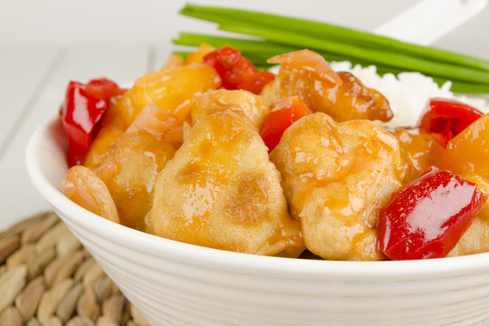 Sweet and Sour Chicken with Pineapple and Peppers & Rice