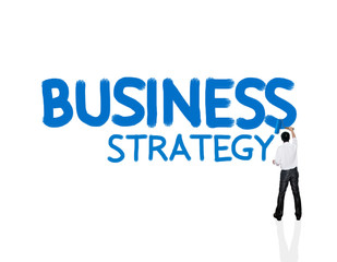 Business man paint business word on white background