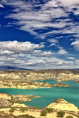 impressive dam colorful waters south of Spain